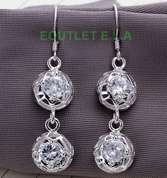 3CT CZ DROP SILVER DANGLE EARRINGS